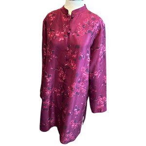 Vintage Finity Asian Style Silk Floral Duster Jacket